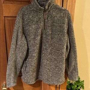 Alpine Sherpa Men's Tan/Cream Quarter Zip Sweater with Side Pockets -Size Large